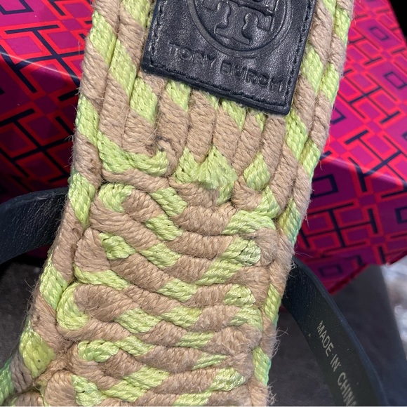 Tory Burch Green Striped Espadrille Sandals - Picture 4 of 7